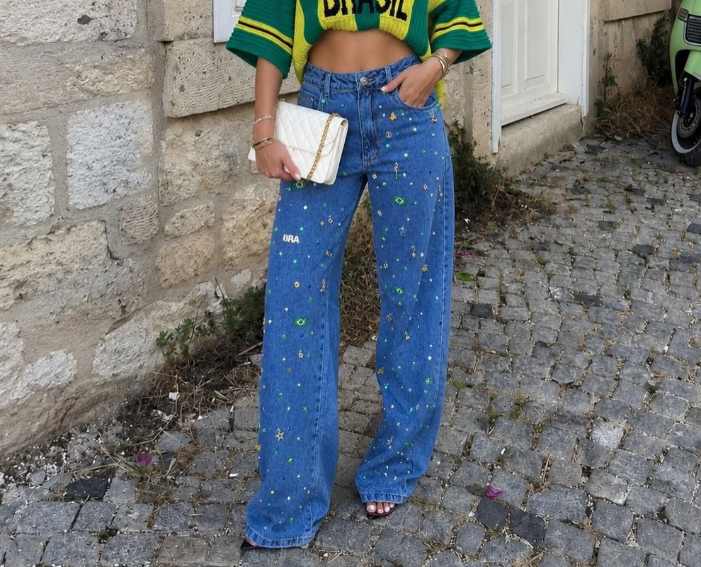 Calça Wide Leg Brasil Bossa