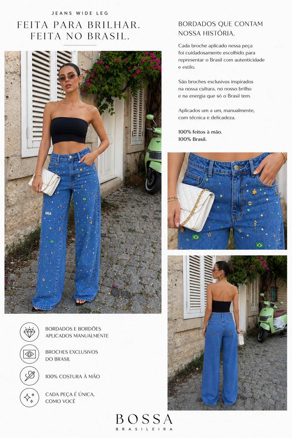 Calça Wide Leg Brasil Bossa